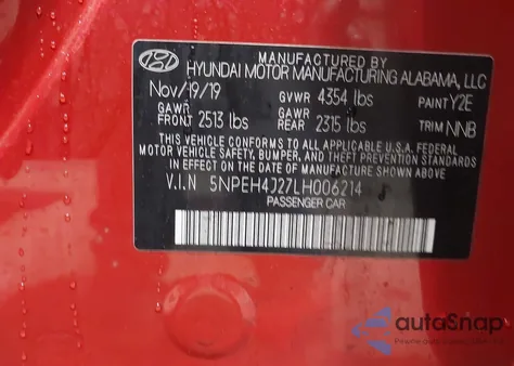 2020 Hyundai Sonata Limited z USA, uszkodzony, nr VIN 5NPEH4J27LH006214